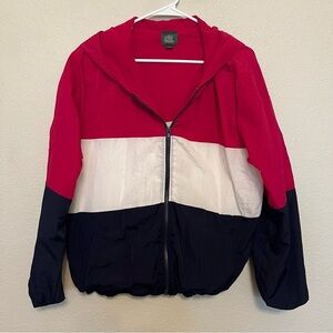 Wild Fable Colorblock WindbreakerJacket in Pink/Red, White, and Navy Size Medium